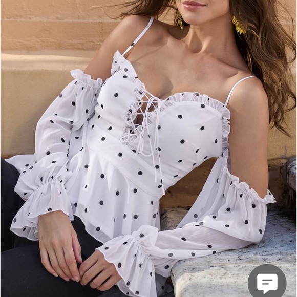 Polka-Dot Cold-Shoulder Top LIKE NEW! - Picture 5 of 8